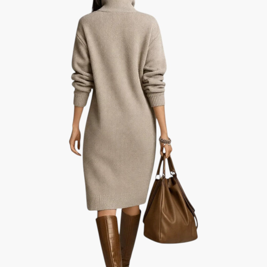 Elaris | Long Sleeve High Neck Midi Dress