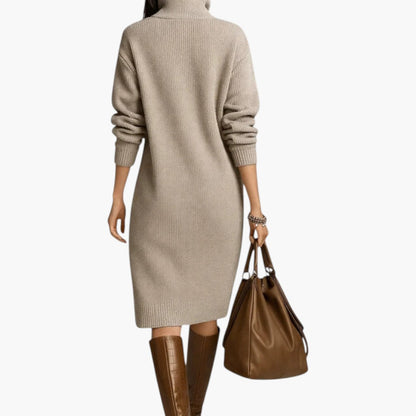 Elaris | Long Sleeve High Neck Midi Dress