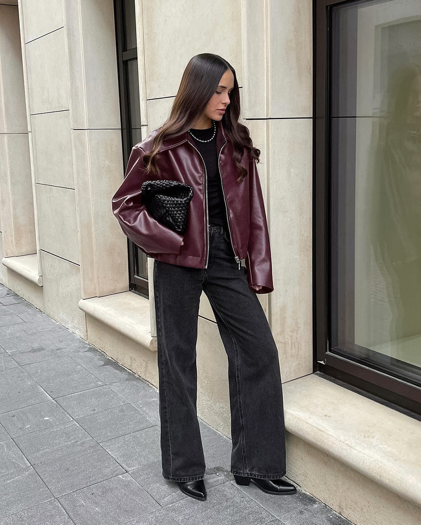 Rene | Vegan Leather Square Neckline Jacket