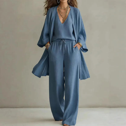 Genevieve | Three-Piece Linen Cardigan Set