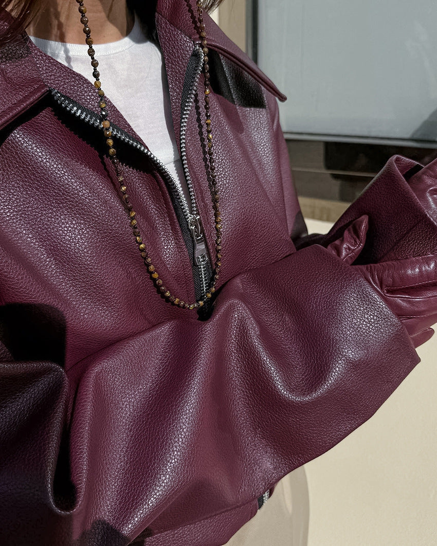 Rene | Vegan Leather Square Neckline Jacket