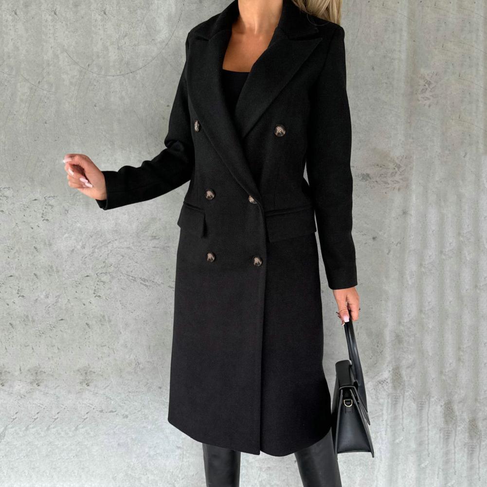 Celviane | Long Wool Blend Coat Notched Lapel