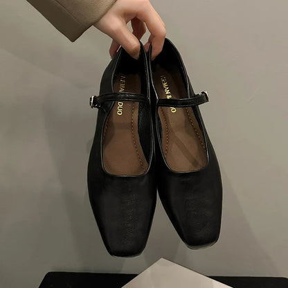 Christiane | Square Toe Low Block Heel Mules
