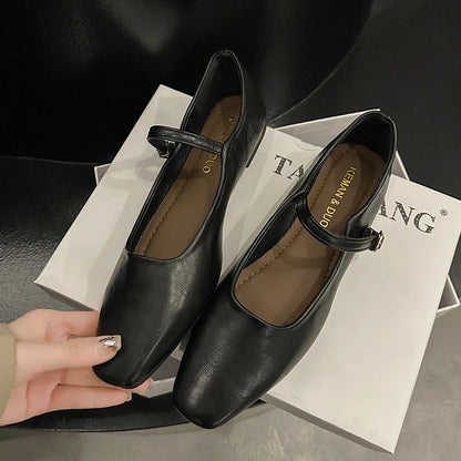 Christiane | Square Toe Low Block Heel Mules