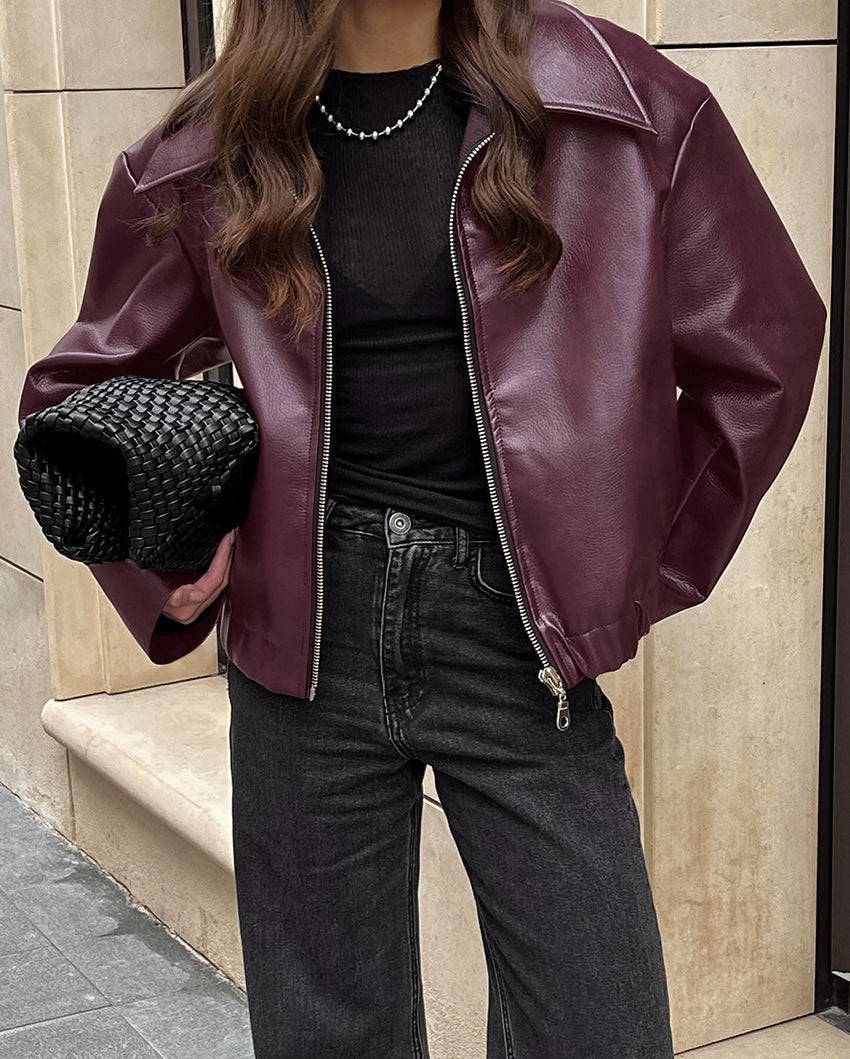 Rene | Vegan Leather Square Neckline Jacket