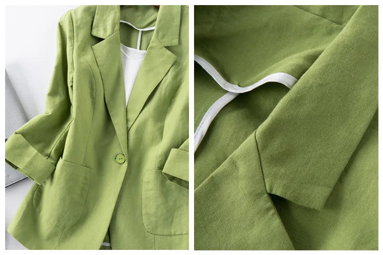 Odile | Tailored Linen Single-Button Blazer