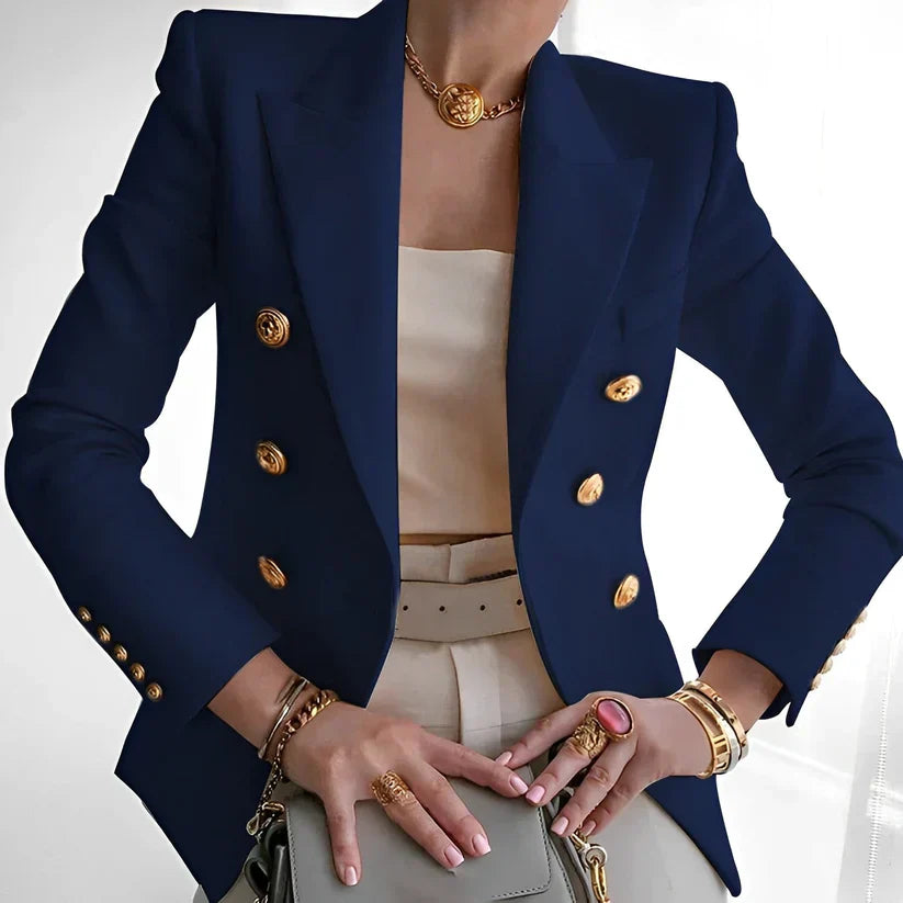 Dominique | Double Breasted Blazer Gold Buttons