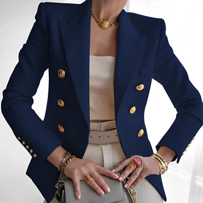 Dominique | Double Breasted Blazer Gold Buttons