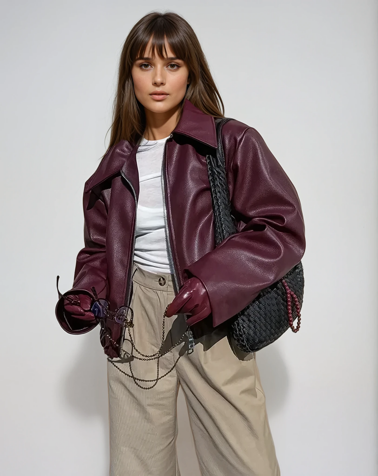 Rene | Vegan Leather Square Neckline Jacket