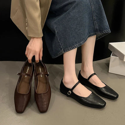 Christiane | Square Toe Low Block Heel Mules