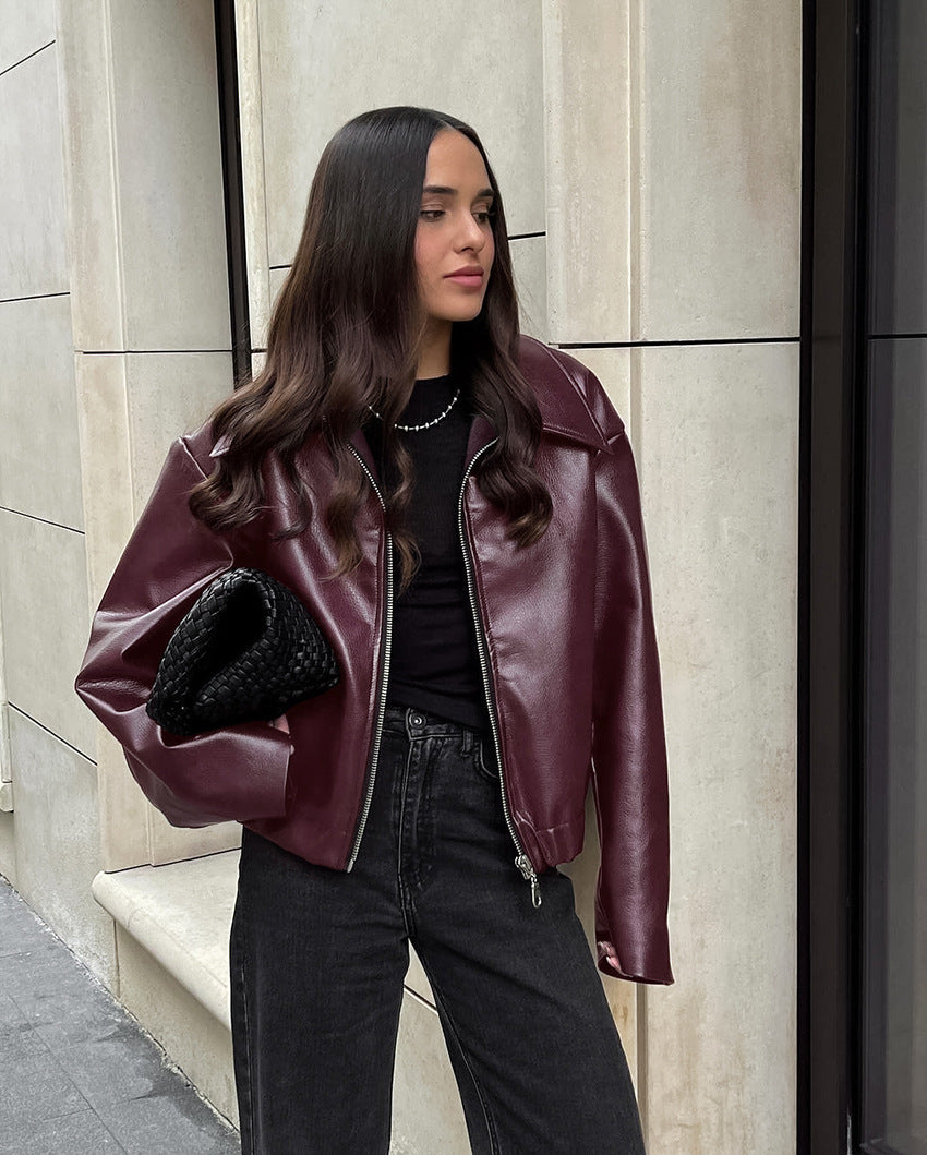 Rene | Vegan Leather Square Neckline Jacket
