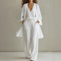 Genevieve | Three-Piece Linen Cardigan Set