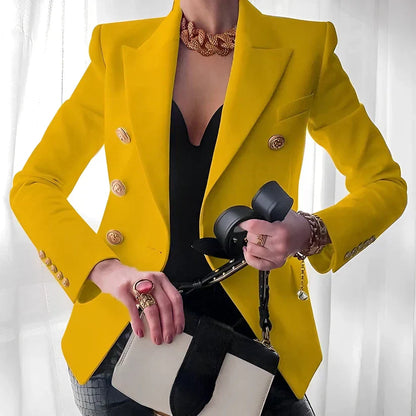 Dominique | Double Breasted Blazer Gold Buttons