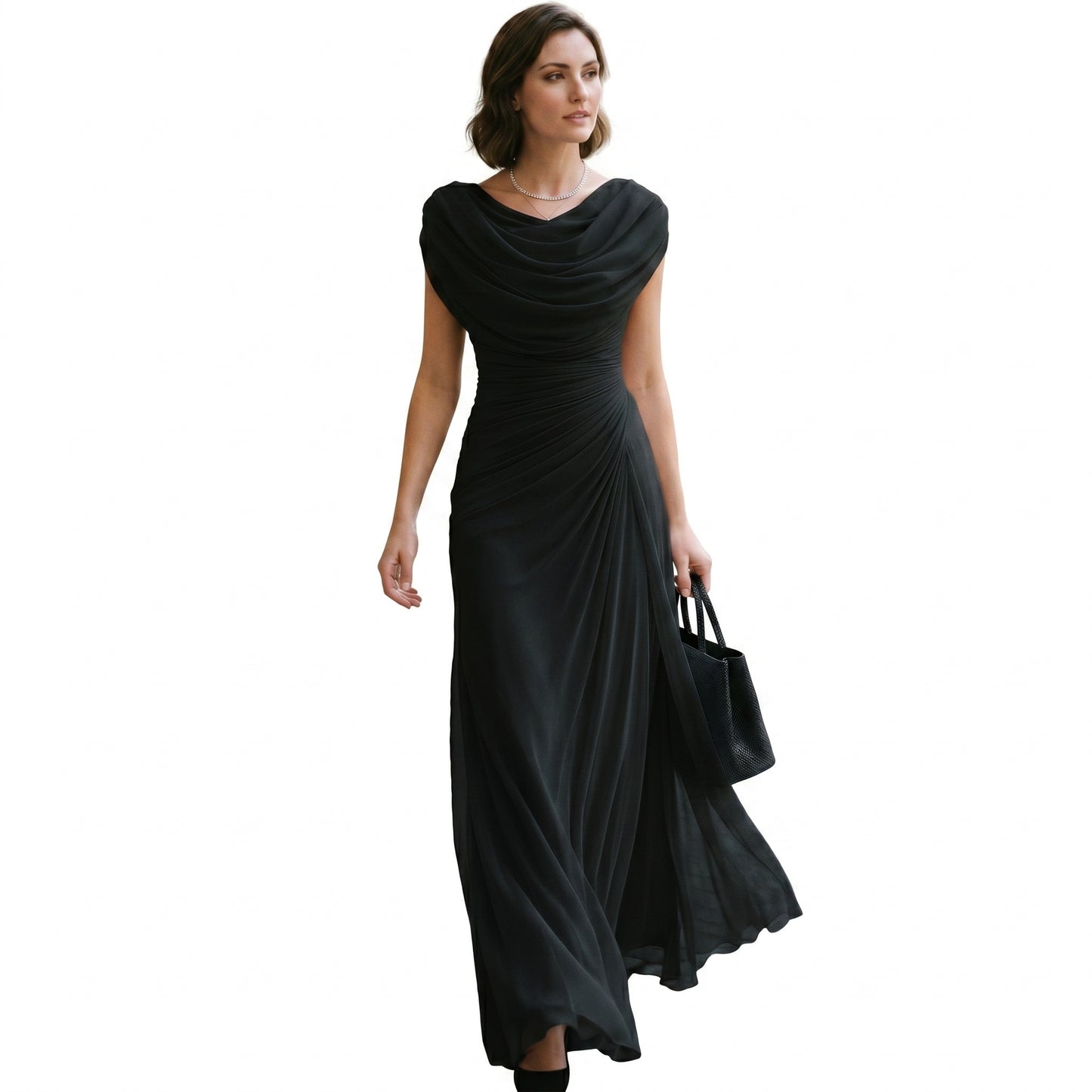 Anouk | Cowl Neck Ruched Waist Maxi Dress