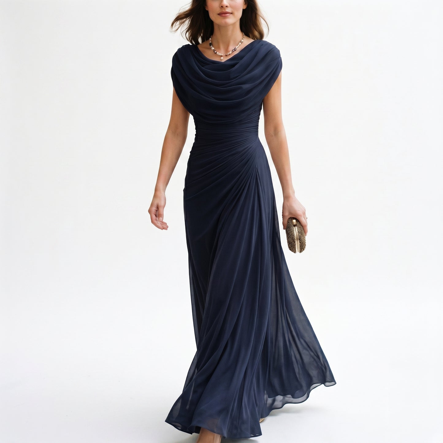 Anouk | Cowl Neck Ruched Waist Maxi Dress