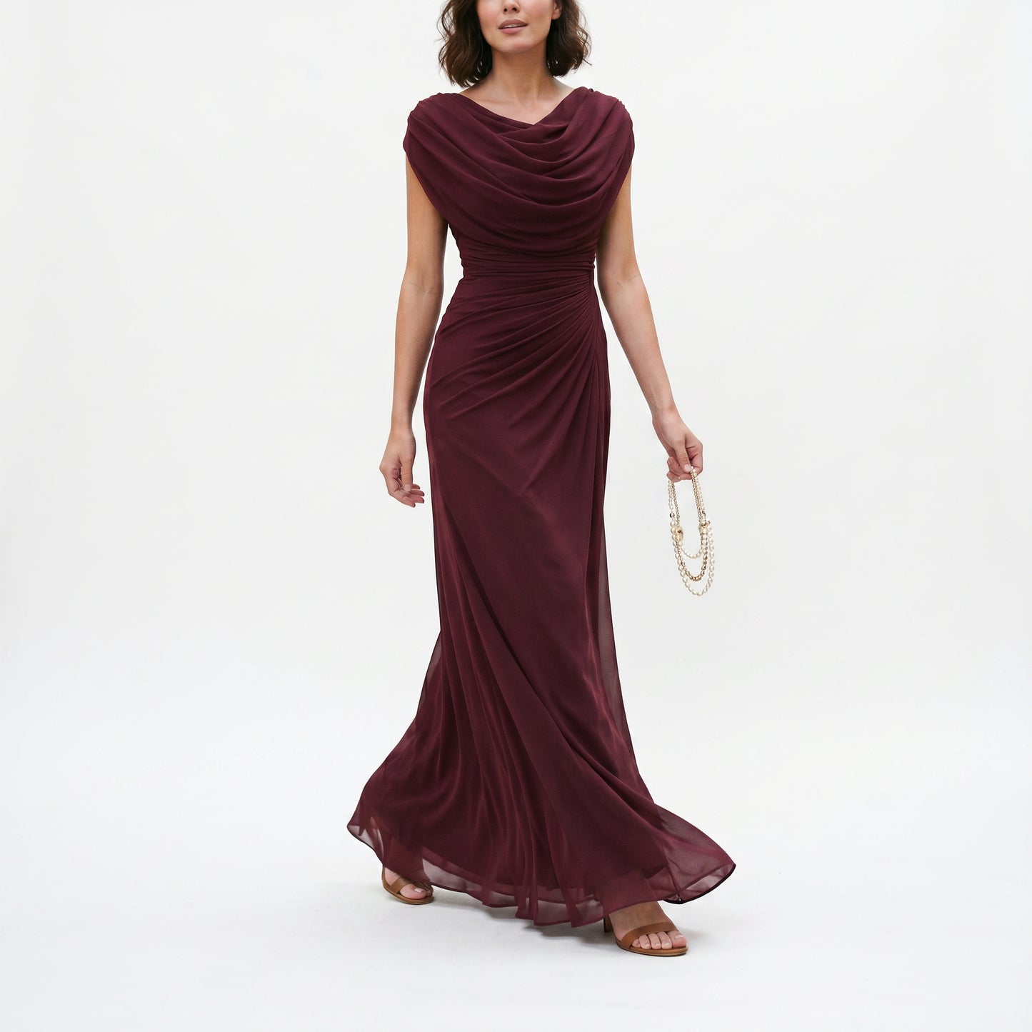 Anouk | Cowl Neck Ruched Waist Maxi Dress