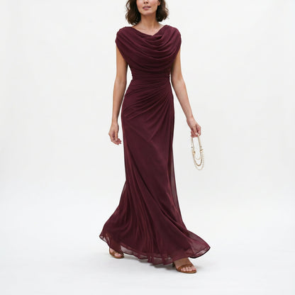 Anouk | Cowl Neck Ruched Waist Maxi Dress