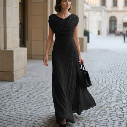 Anouk | Cowl Neck Ruched Waist Maxi Dress