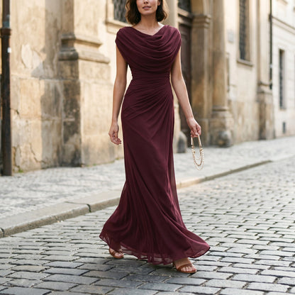Anouk | Cowl Neck Ruched Waist Maxi Dress