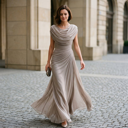 Anouk | Cowl Neck Ruched Waist Maxi Dress