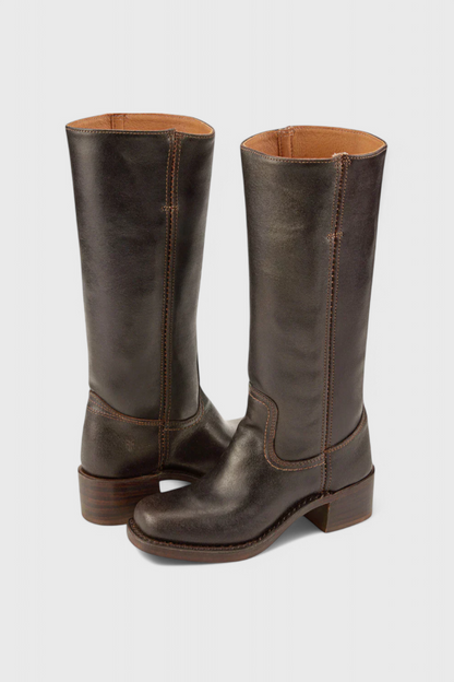 Larevia | Leather Knee High Heeled Boots