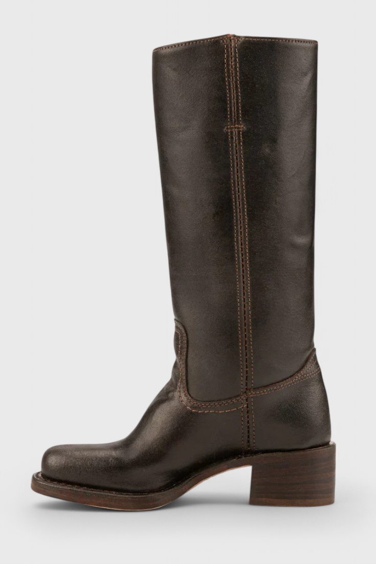 Larevia | Leather Knee High Heeled Boots