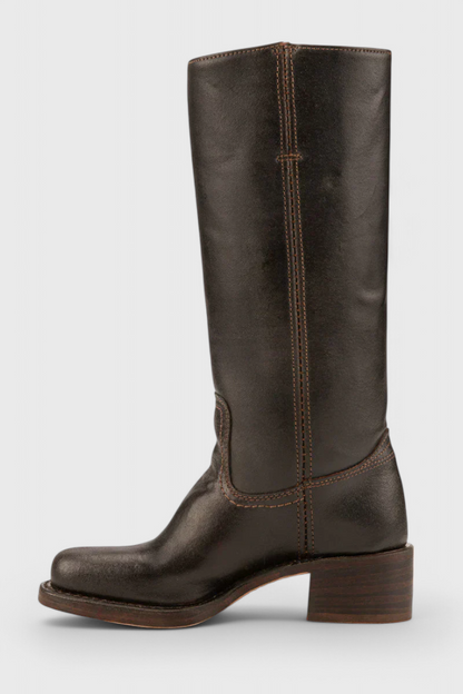 Larevia | Leather Knee High Heeled Boots