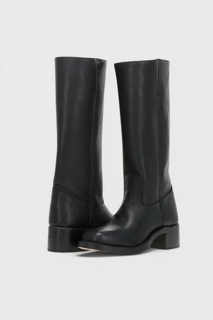Larevia | Leather Knee High Heeled Boots