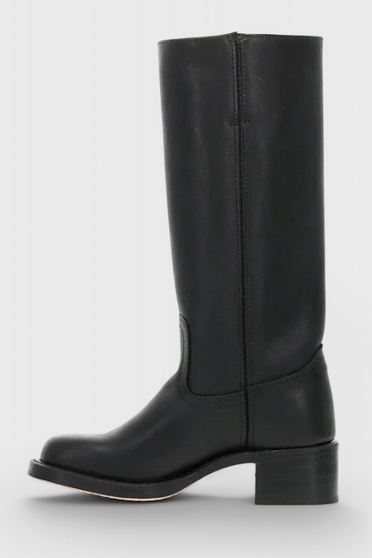 Larevia | Leather Knee High Heeled Boots