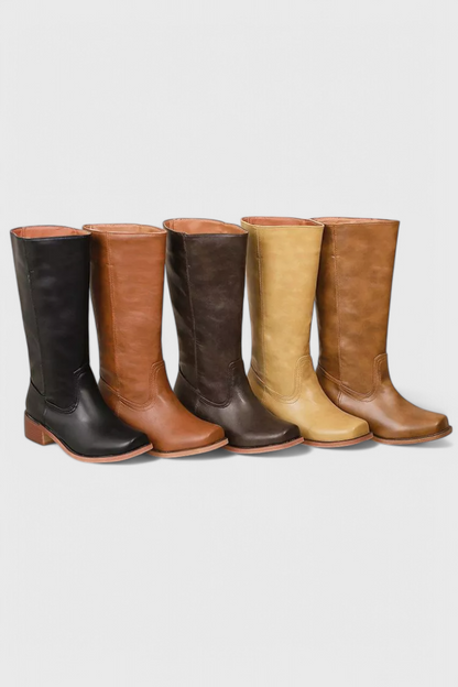 Larevia | Leather Knee High Heeled Boots