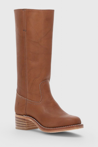 Larevia | Leather Knee High Heeled Boots