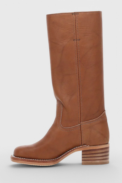 Larevia | Leather Knee High Heeled Boots
