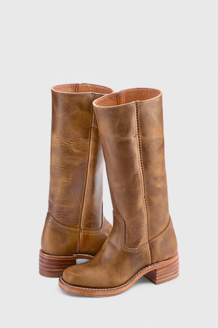 Larevia | Leather Knee High Heeled Boots