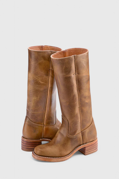 Larevia | Leather Knee High Heeled Boots