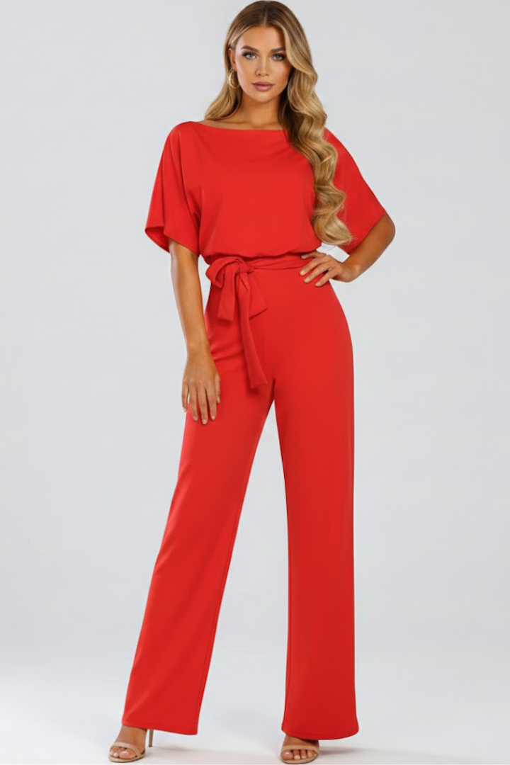 Agathe | Women's Belted Wide Leg Jumpsuit