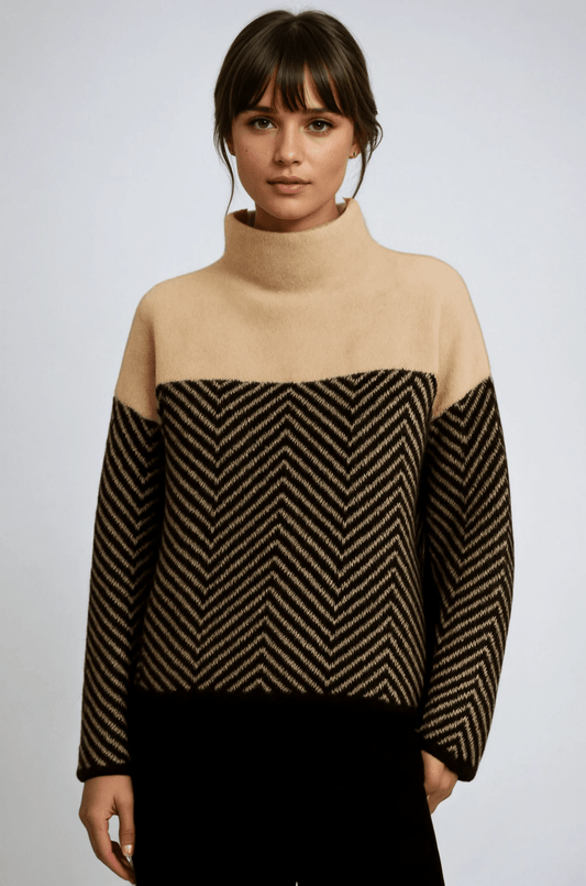 Margot | Chevron Knit Turtleneck Sweater