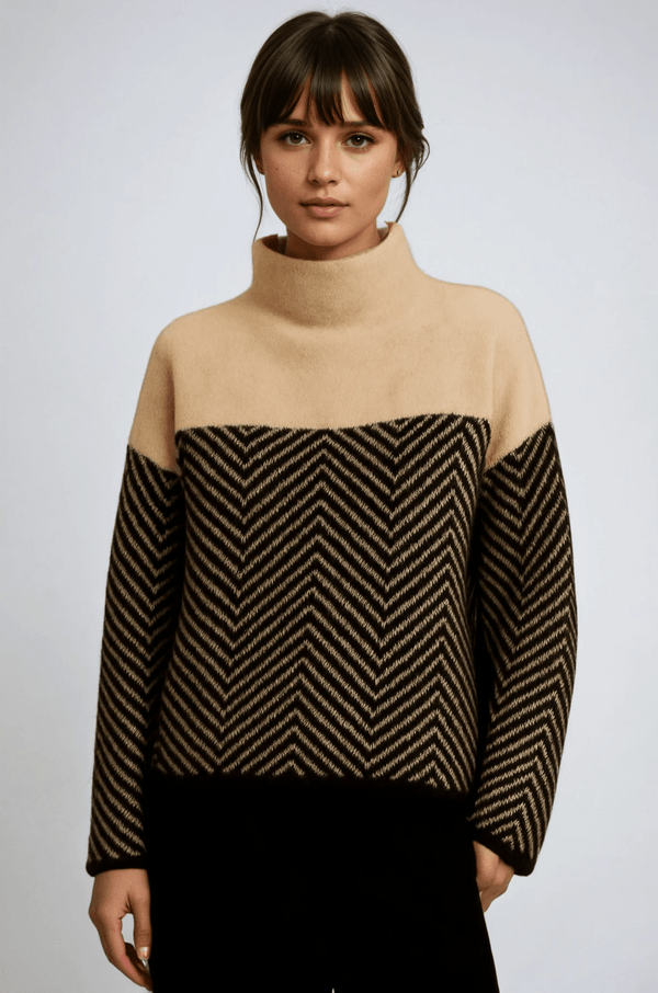Margot | Chevron Knit Turtleneck Sweater