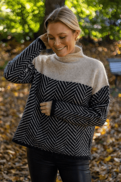 Margot | Chevron Knit Turtleneck Sweater
