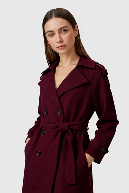 Vivienne | Double Breasted Belted Wool Coat