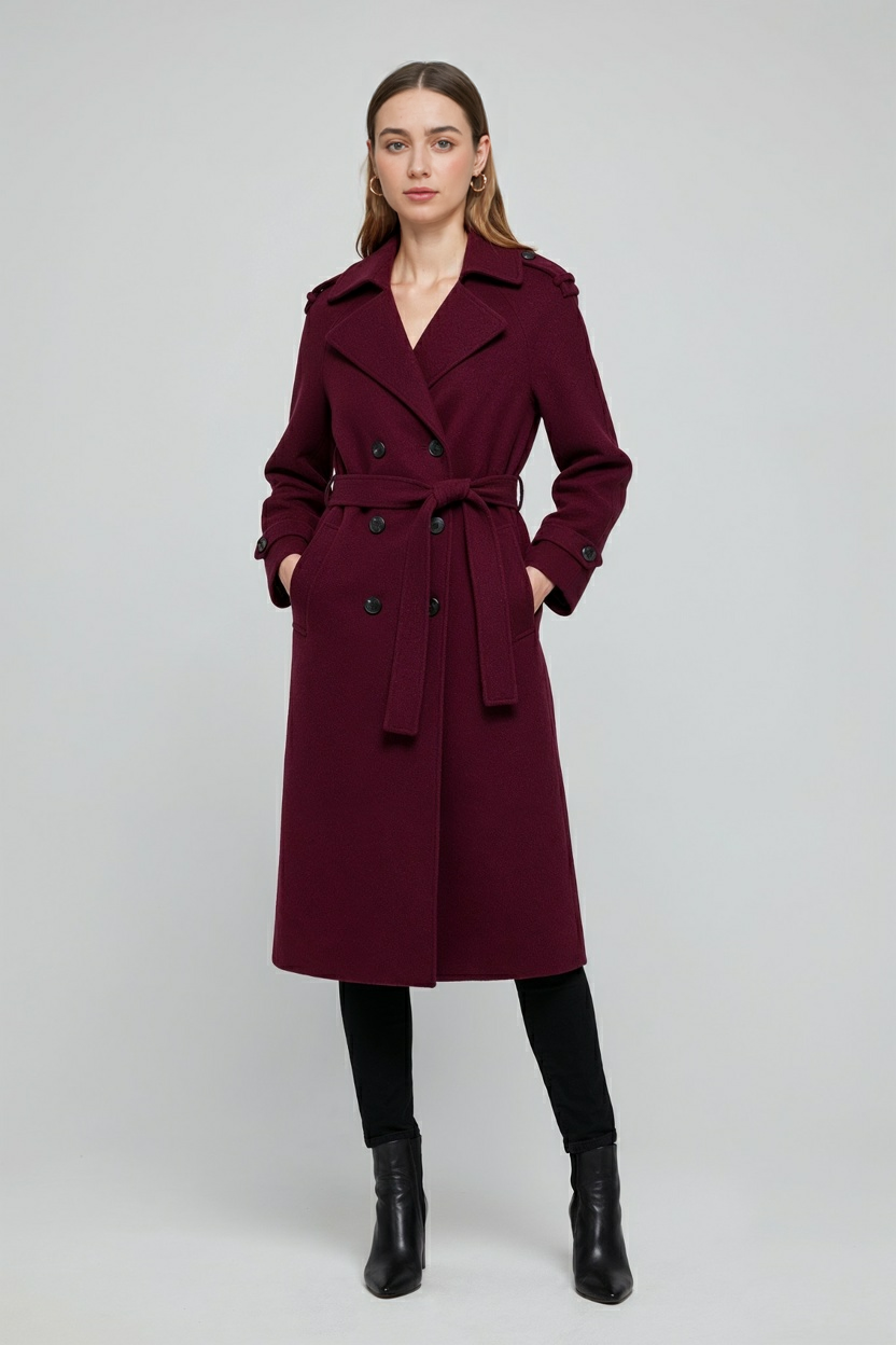 Vivienne | Double Breasted Belted Wool Coat