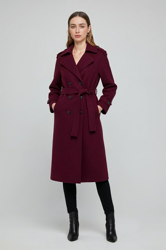Vivienne | Double Breasted Belted Wool Coat