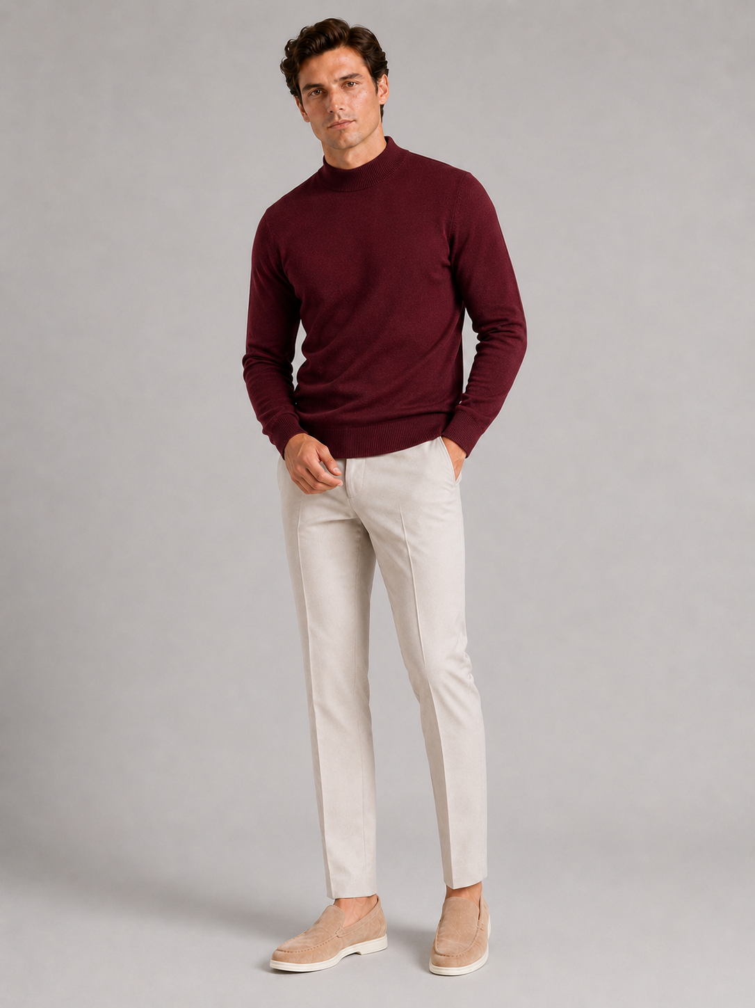 Henri | Slim Fit Mock Neck Knit Sweater