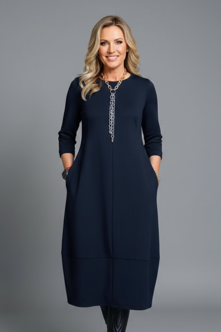 Petra | A-Line Midi Dress Three Quarter Sleeves