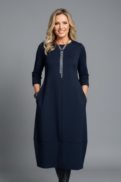 Petra | A-Line Midi Dress Three Quarter Sleeves