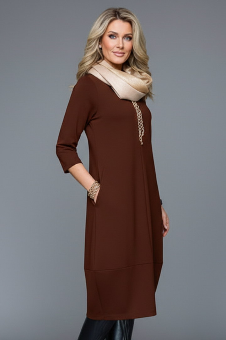 Petra | A-Line Midi Dress Three Quarter Sleeves