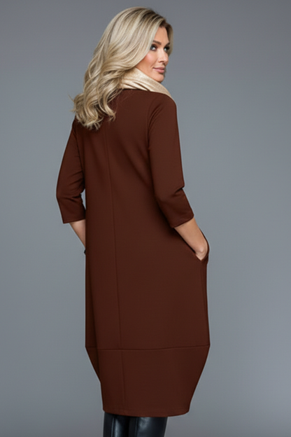 Petra | A-Line Midi Dress Three Quarter Sleeves