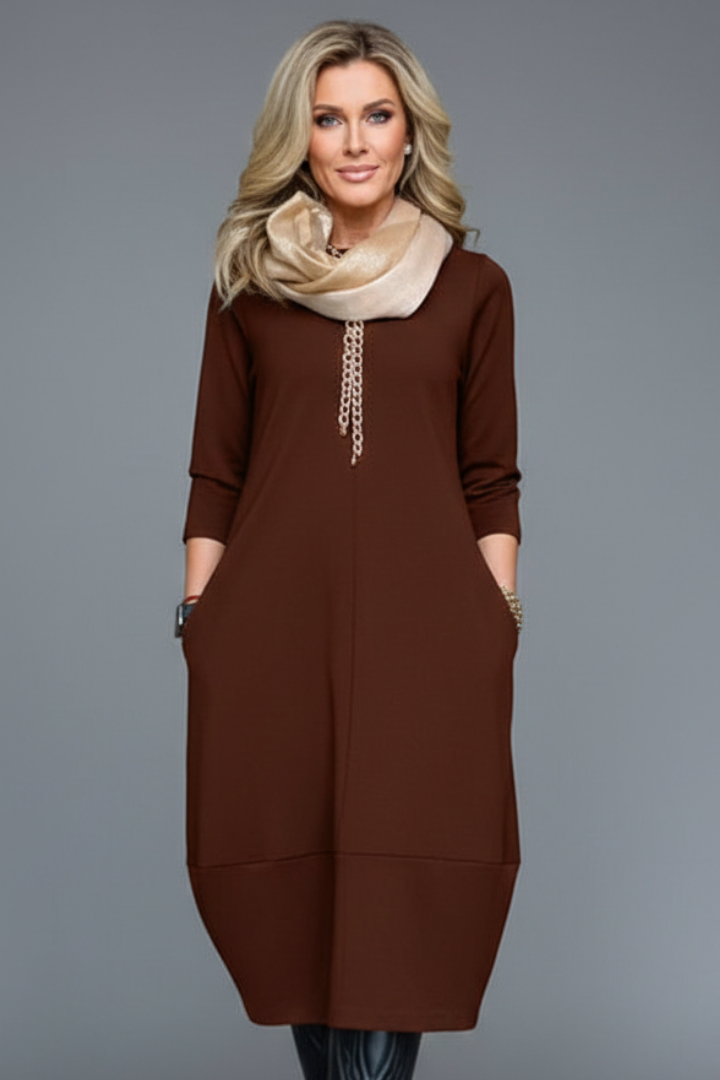 Petra | A-Line Midi Dress Three Quarter Sleeves