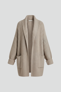 Hana | V-Neck Ribbed Open Front Cardigan