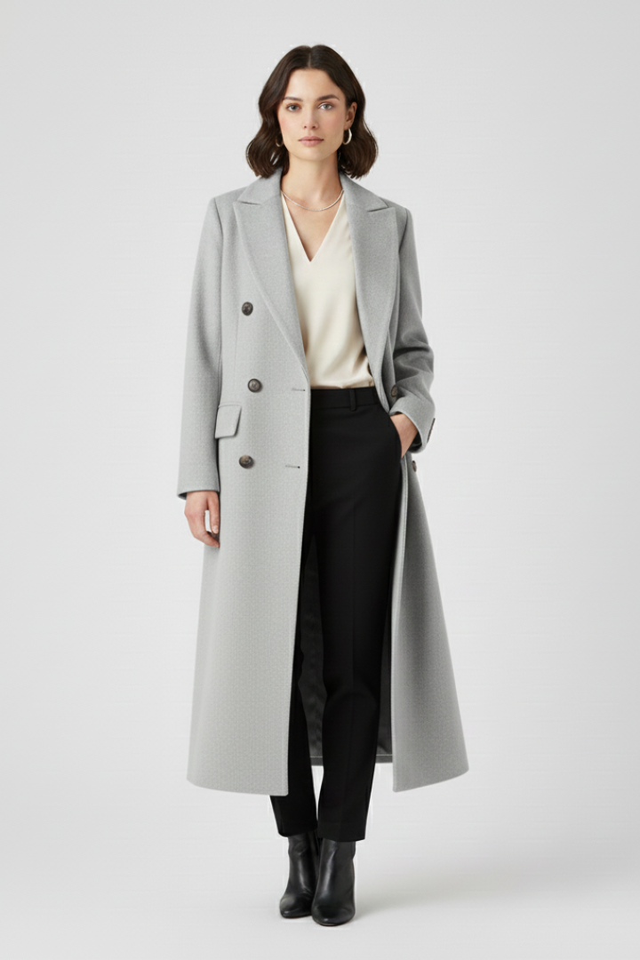 Celmira | Classic Coat with Lapel Collar and Button Closure