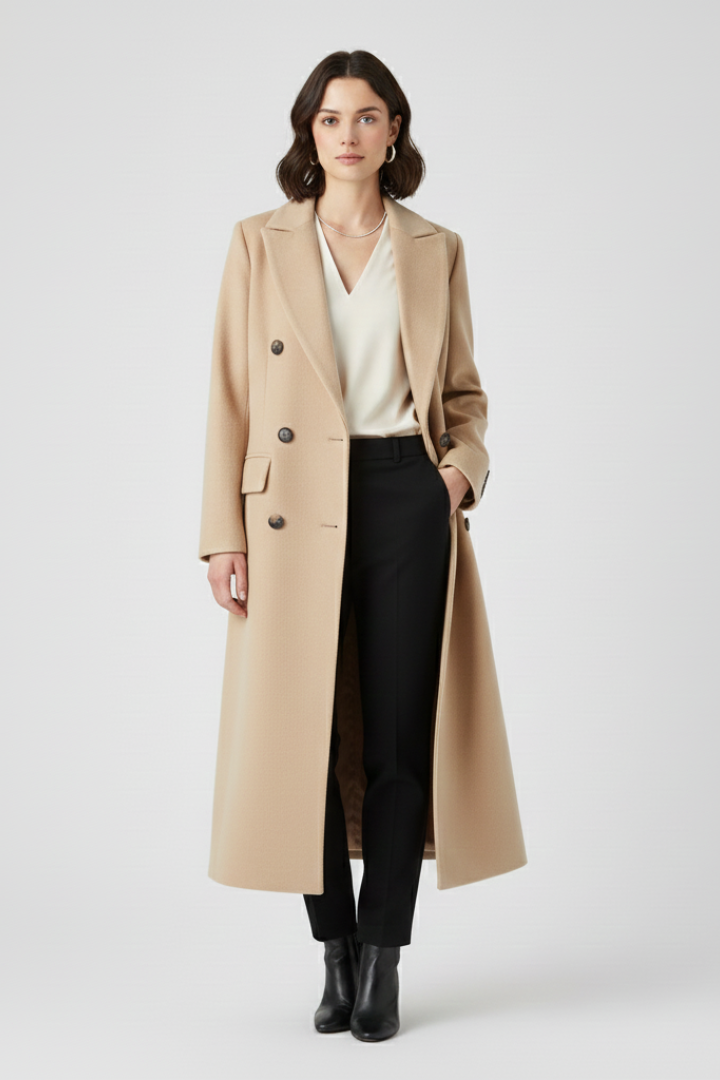 Celmira | Classic Coat with Lapel Collar and Button Closure
